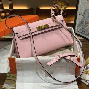 pink Genuine Leather Envelope/Baguette Bag | Includes Box & Dust Bag